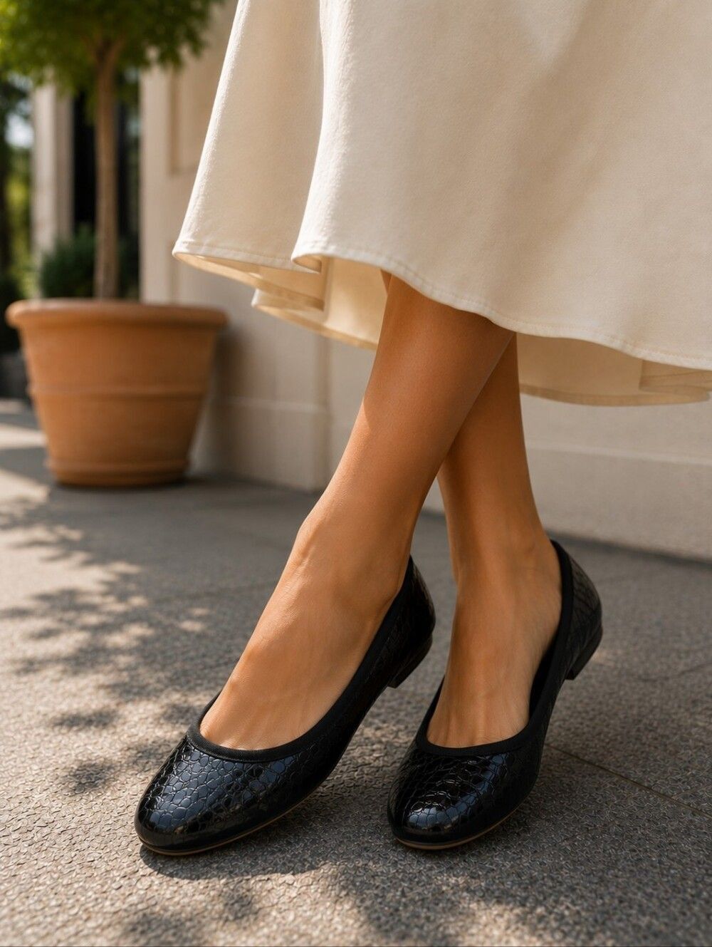 Crocodile Black Foldable Ballet Flats YNY  Yosi New York 8 NWOT Lexington